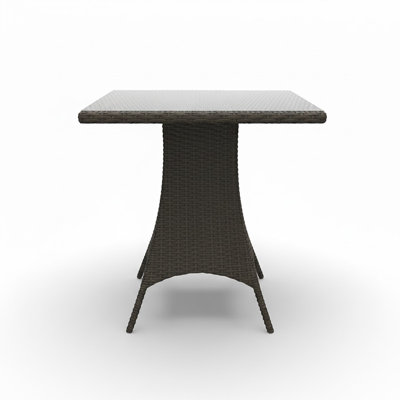 Table à hauteur de bar universelle en osier gris anthracite de qualité supérieure de 16 mm avec plateau en verre trempé, table de bar élégante pour mobilier d'extérieur durable et mobilier de patio élégant pour boissons (L 36 po x l 36 po x H 42 po)