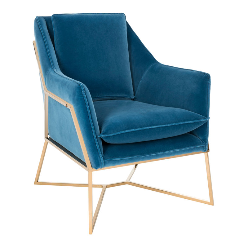 Fauteuil Couture, Bleu, Doré