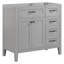 Base de meuble-lavabo gris 36 po - Bois d'hévéa massif et tiroirs de style contemporain. Assemblage autoportant requis. Rangement de tiroir moderne. Autoportant.