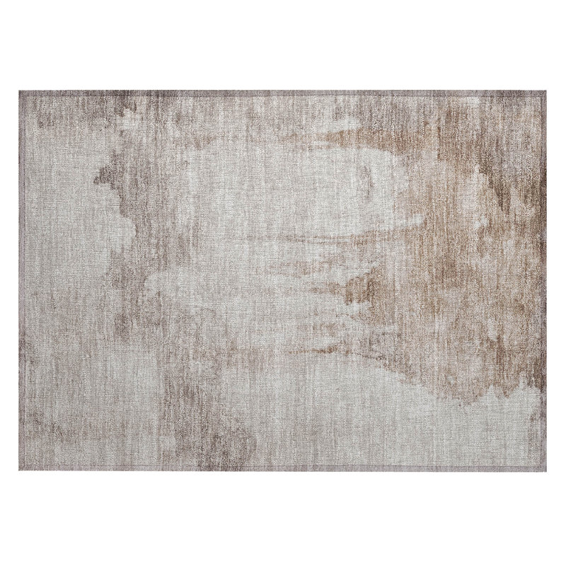 Machine Washable Indoor/Outdoor Xhevrie Taupe Rug, Rectangle 1'8" x 2'6"