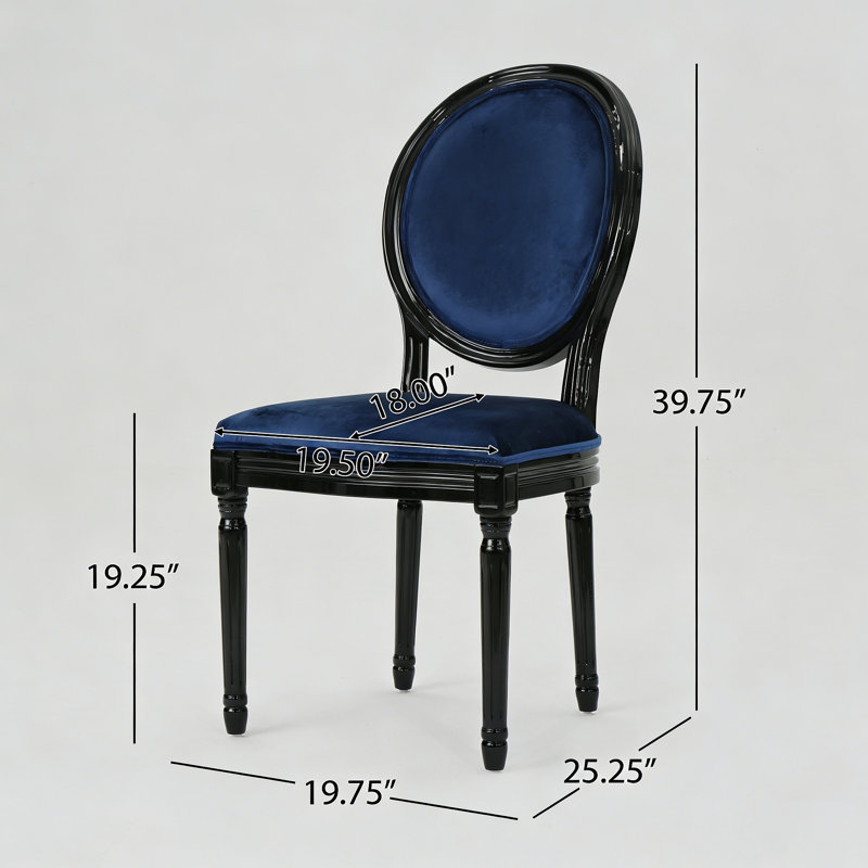 Chaise d'appoint en velours French Country, Marine, Noir