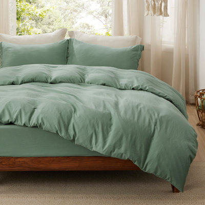  Ensemble de literie pour housse de couette pleine grandeur avec drap-housse - ensemble de literie extra doux en coton prélavé 4 pièces