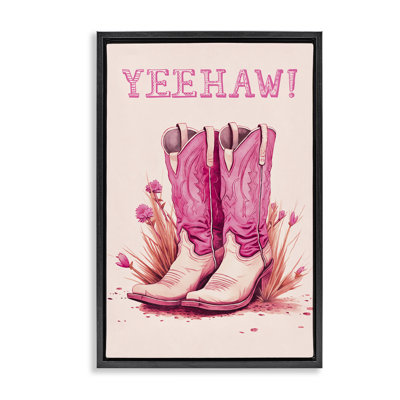 Yeehaw Pastel Boots Framed Floater Canvas by Andrea Haase