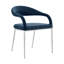 Ensemble de deux fauteuils de salle à manger rembourrés en polyester bleu et argent