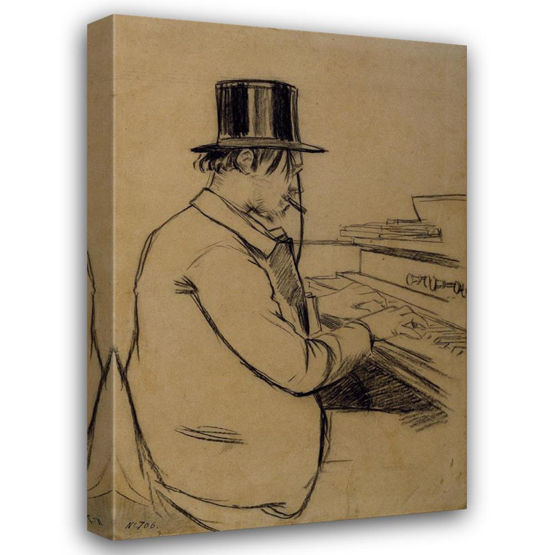 "Portrait d'Erik Satie jouant de l'harmonium" par Santiago Rusiñol - Art mural sur toile tendue avec châssis
