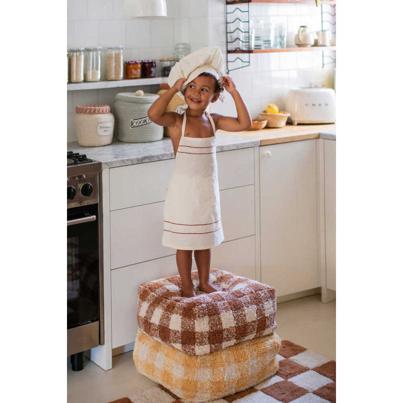 Vichy Square Pouf, Toffee