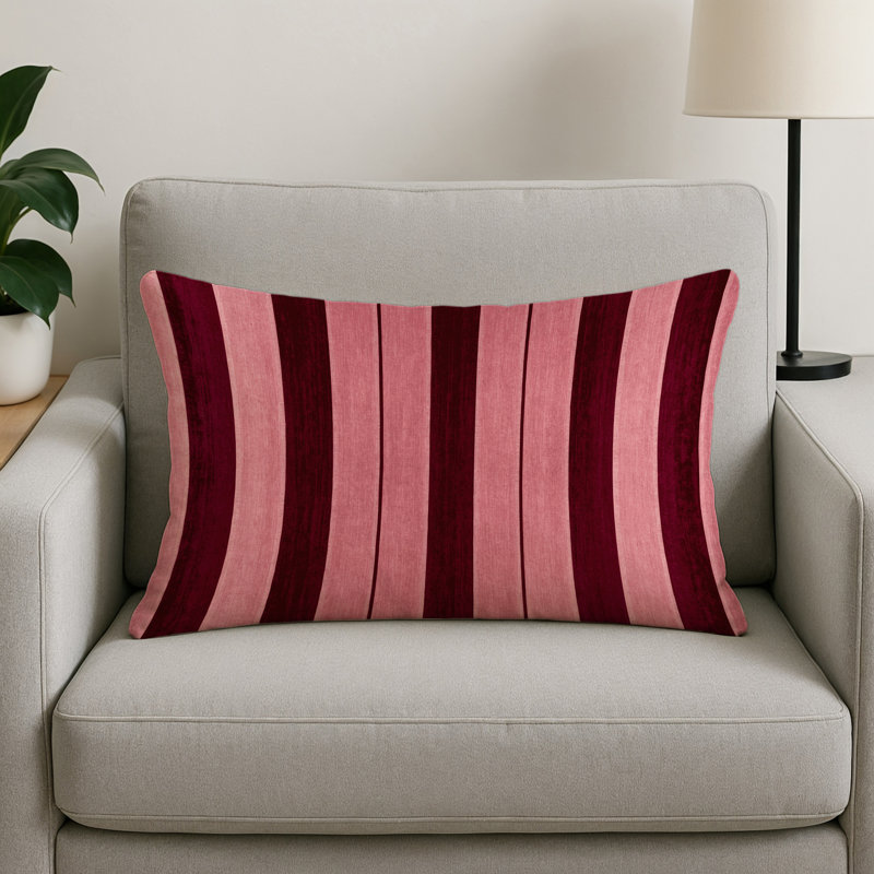 Indoor and Outdoor Throw Pillow, Rectangle 20"H x 14"W, Red Striped 312