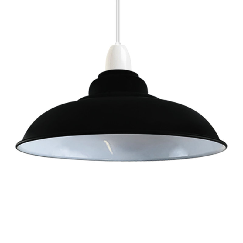 Eutropios 27cm H Metal Bowl Lamp Shade ( Screw On ), Black inner White