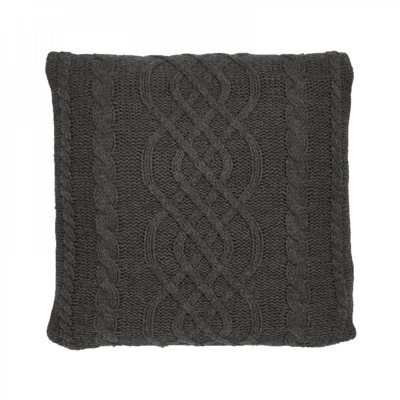 Banff - Dark Heather Gray Chunky Cable Knit With Polyester Insert Pillow