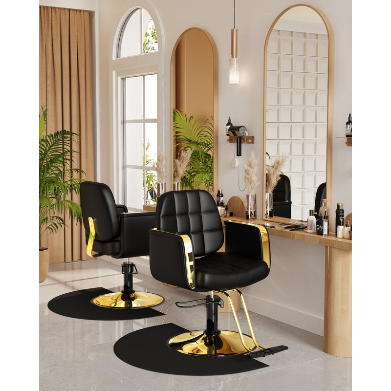 Inbox Zero New Black And Gold Salon Chair, Hair Stylist Chair With Comfortable Memory Cushion, 360°Swivel Styling Chair For Hair Stylist, Professional Chair For Salon, Weight Capacity Up To 440 Lbs