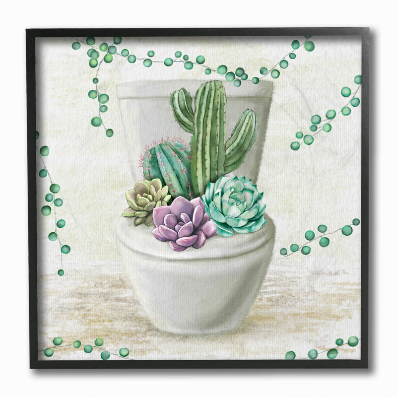 « succulent bouquet toilette salle de bain », impression sur toile, H 12 po x l 12 po, Giclée encadrée noir minuit