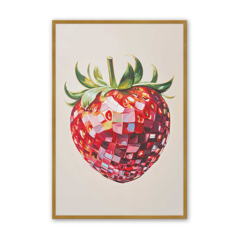 Imprimé disco fraise, Or poli, H 25,25 po x l 19,25 po