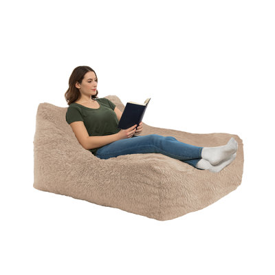 Brown  Large Faux Fur Armless Bean Bag Lounger