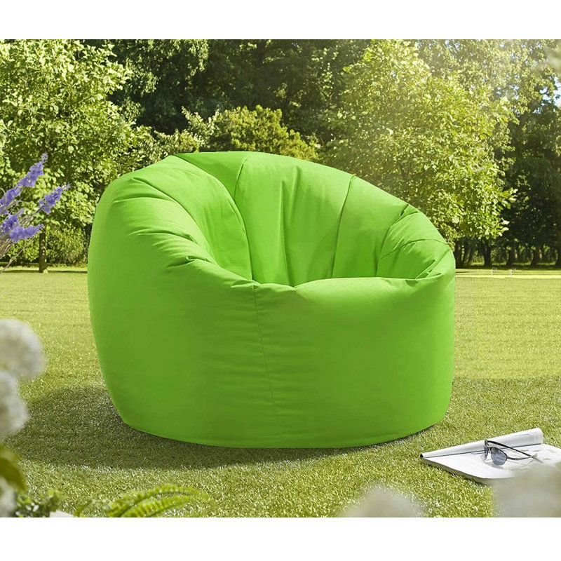 Attenborough Polyester Outdoor Friendly Refillable Bean Bag Chair, Lime, 80cm H x 70cm W x 70cm D