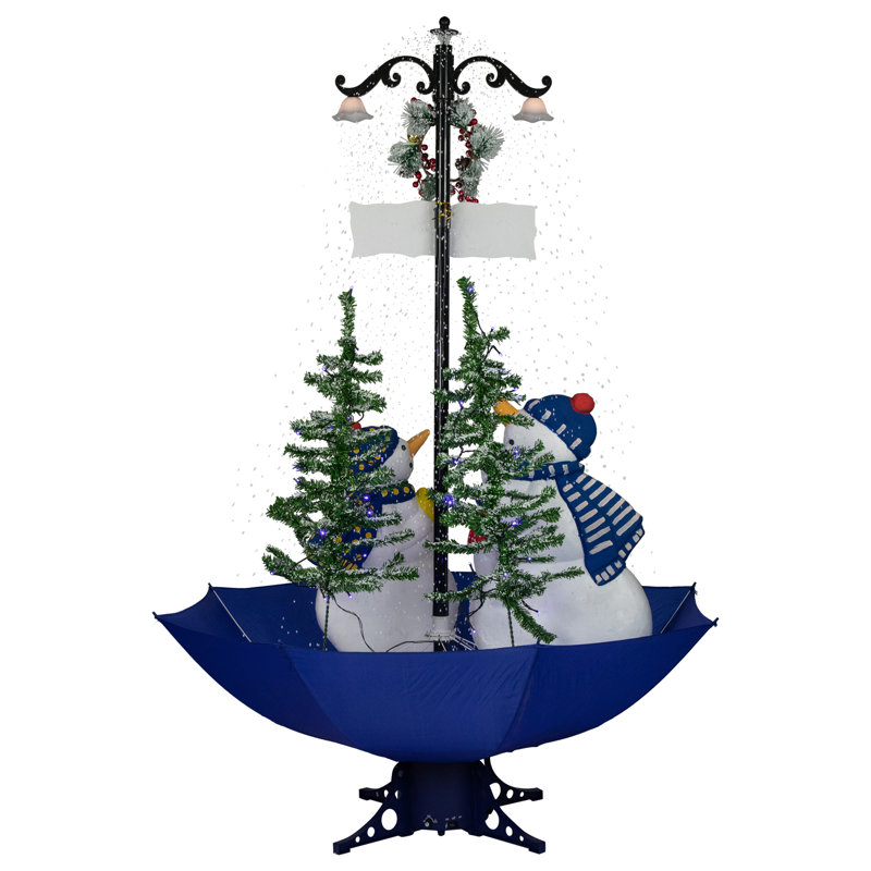 Lighted Musical Snowing Let It Snow Snowmen In Umbrella Base Christmas Decoration - 5.5'