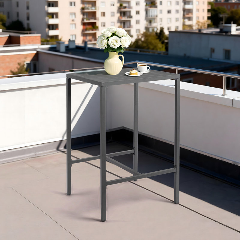 27 Inch Outdoor Aluminum Bar Table,Gray, Gray