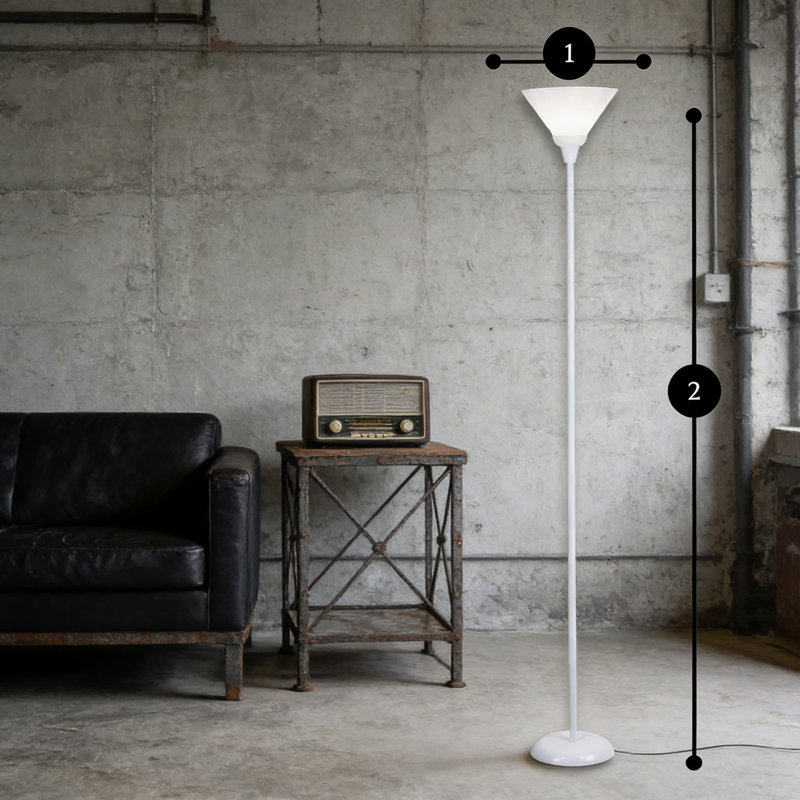 Modern Torchiere Floor Lamp With Opal White Shade - 70-Inch Tall Standing Lamp For Living Room And Bedroom - Durable Metal Construction For Ambient Lighting