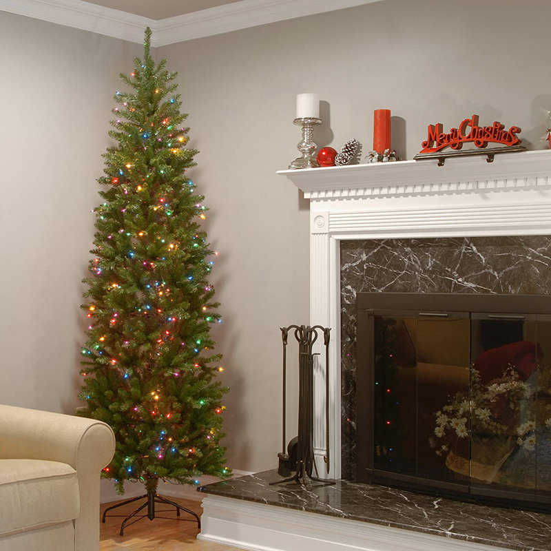 The Holiday Aisle® Kingswood Fir Pencil Tree with Multicolor Lights, 7.5'