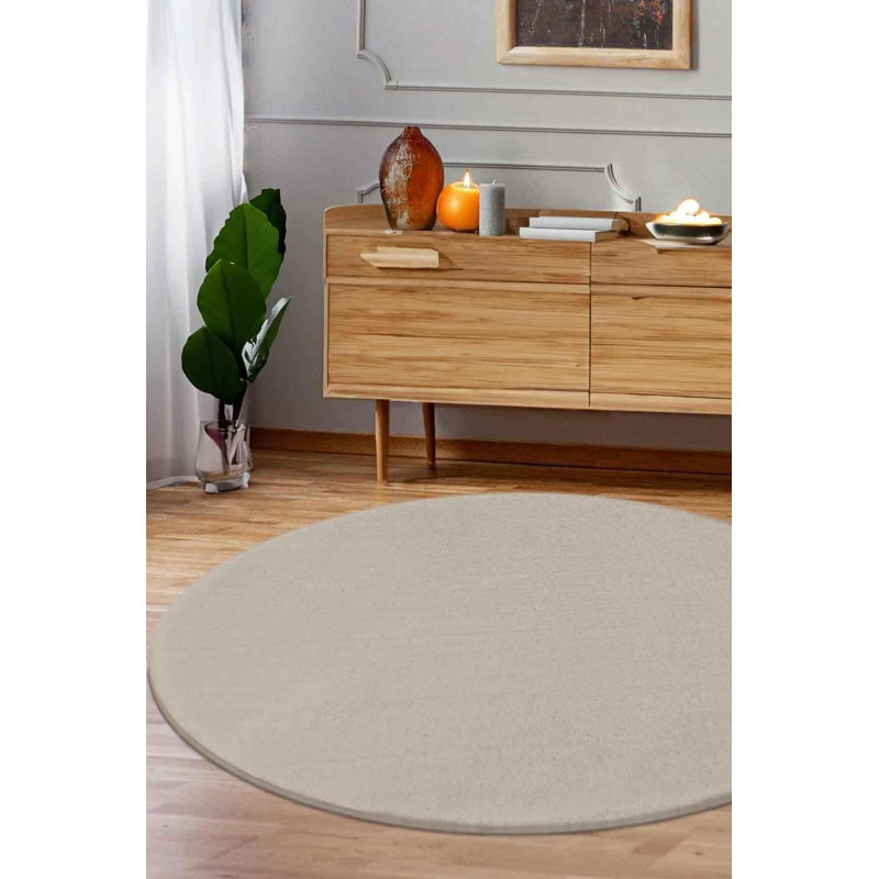Tapis rond pelucheux avec envers antidérapant, Rond 6 pi 6 po