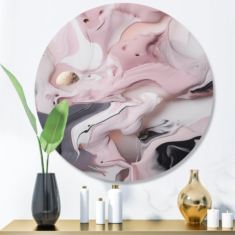 Solid Marble Paint Artwork III - Abstract Marble Metal Wall Décor, 23" H x 23" W x 1" D