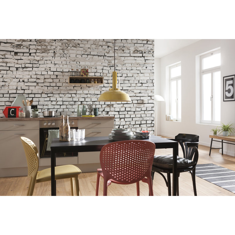 Boser White Brick 2.54m x 3.68m Wall Mural