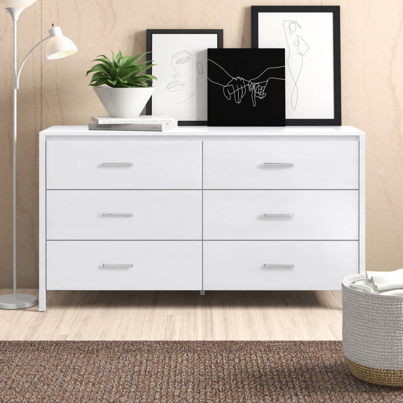 Commode double 6 tiroirs Lupe, Blanc