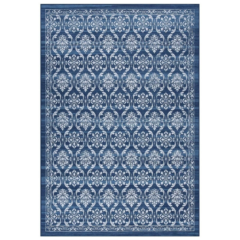 Modern Floral Bedroom Rug Non Slip Vintage Trellis Print Rug, Rectangle 9' x 12'
