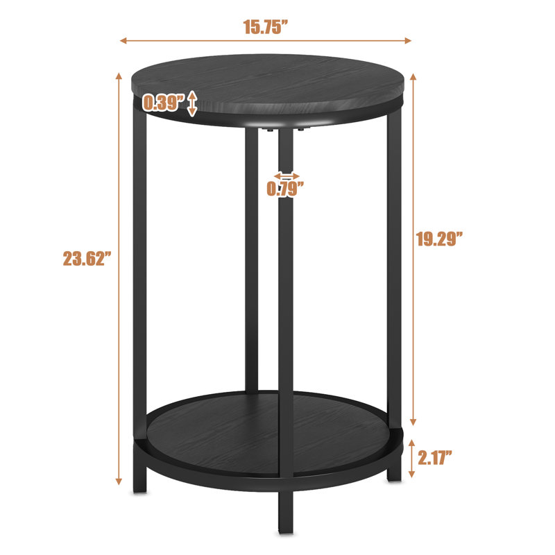 End Table Set, Black, 23.62" H x 15.75" W x 15.75" D