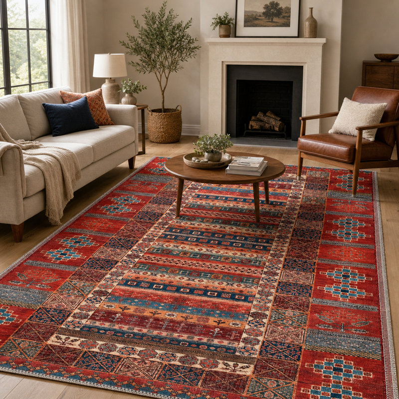 Oriental Cotton and Chenille Flatweave Area Rug, 100 x 200 cm