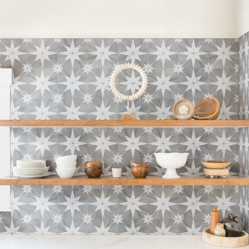 Llama Stella Loire Verso 10" x 10" Porcelain Marble Look Wall & Floor Tile, Verso Silver Smoke
