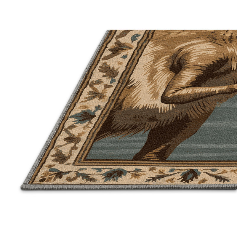 Tapis gris dinosaures lavable à la machine, Carré 6 pi