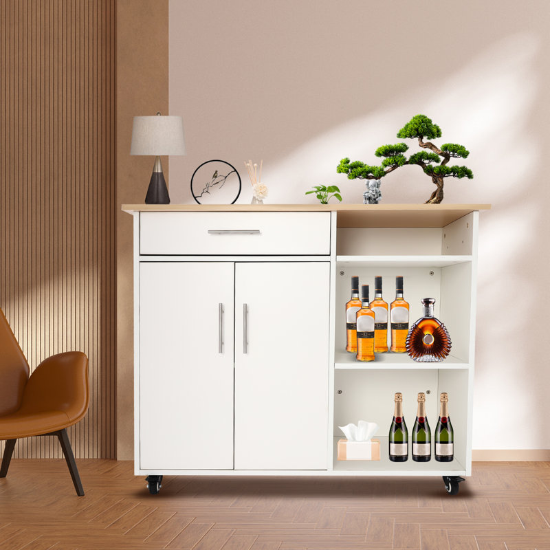 Illiam Wood Kitchen Island, White