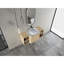 Meuble-lavabo mural avec lavabo d'art en céramique et 2 tablettes de rangement, porte à fermeture en douceur, emballage KD, contreplaqué