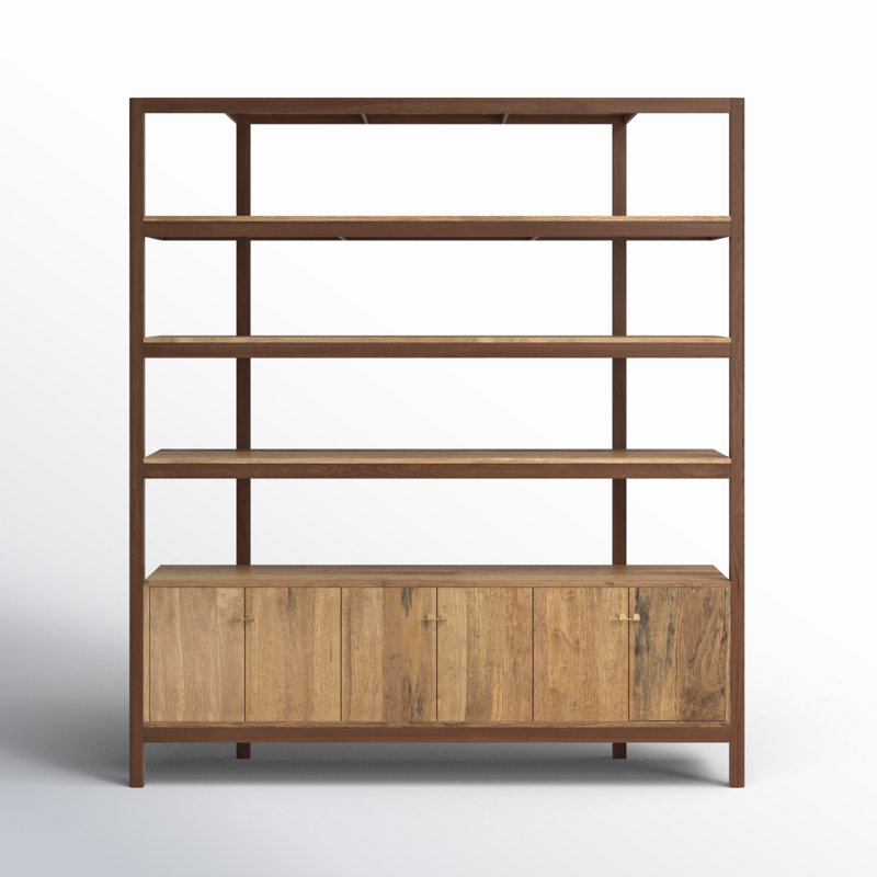 Reza Solid Wood Bookcase, Smoked Honey