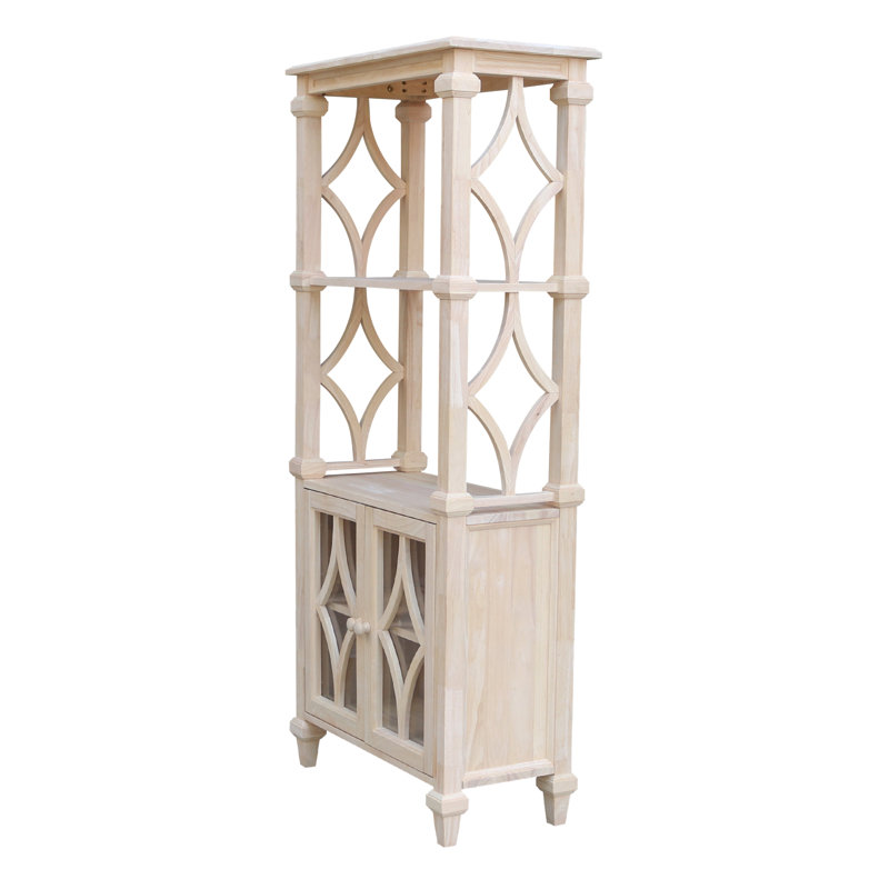 Josephine Solid Wood Unfinished Brown Bookcase with Doors