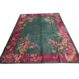 1920s Knotted Antique Rectangle Chinese - Art Deco Wool Room Size Rug