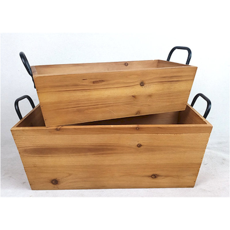 Panier en bois fabriqué à la main, H 5 po x l 16 po x P 8 po