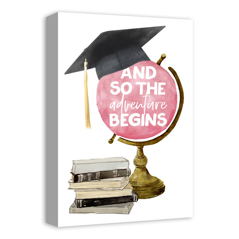 «Adventure Begins Graduation Globe», reproduction sur toile sans cadre
