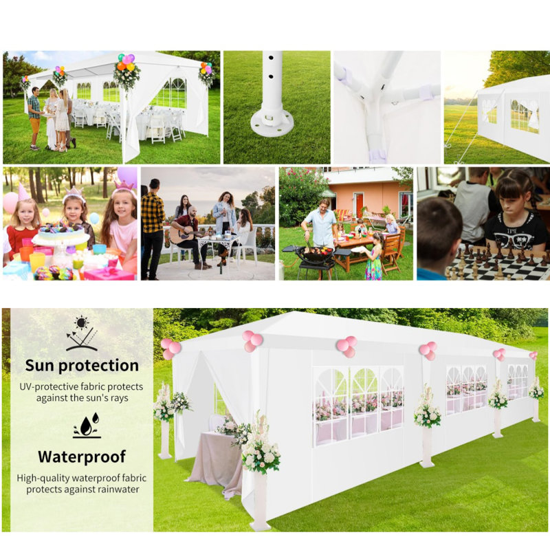 10x10/10x20/10x30 FT Canopy Party Tent with 4/6/8 Removable Sidewalls, Waterproof Outdoor Shelter , 103" H x 360" W x 120" D