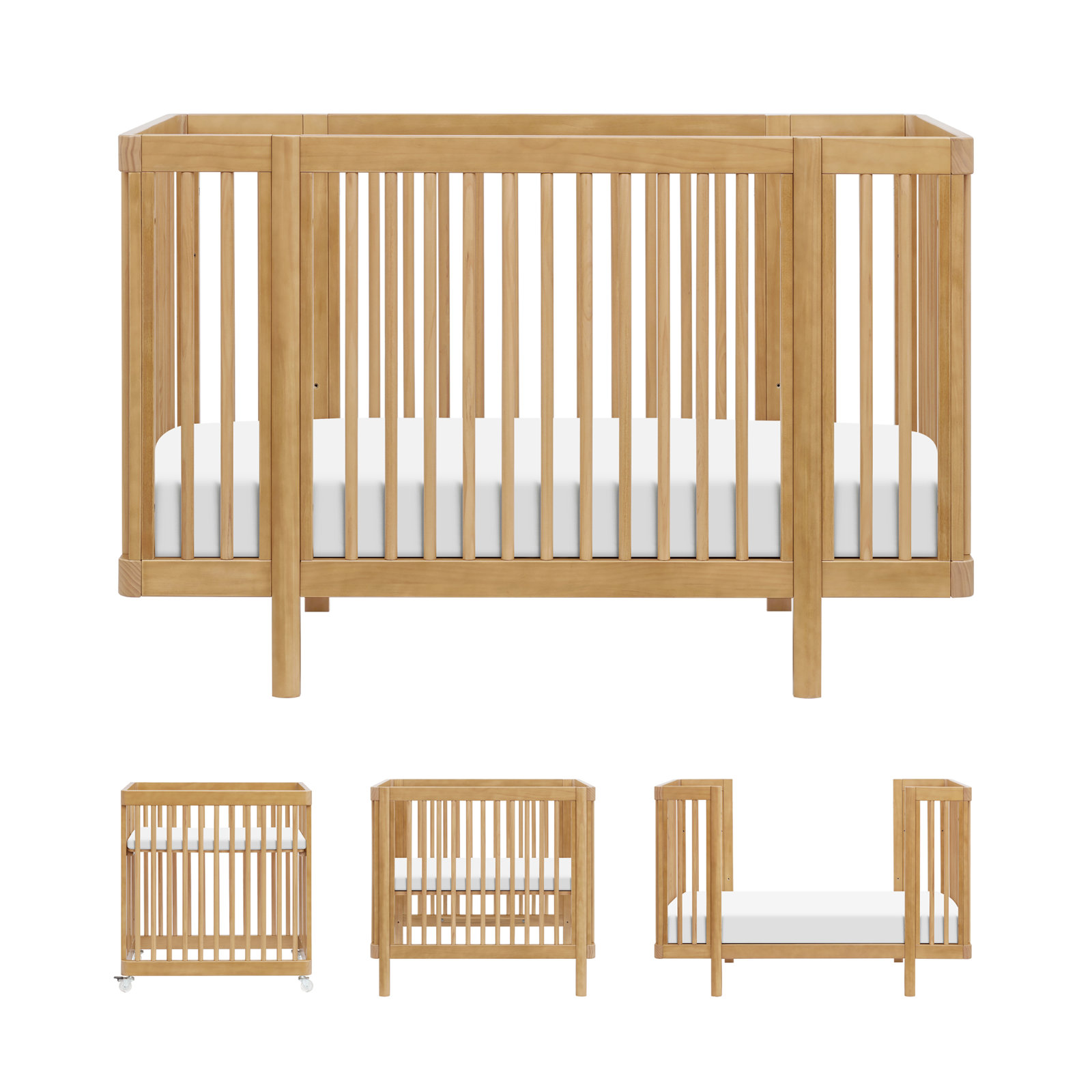 Pogo Pine 8-in-1 Convertible Crib, Honey