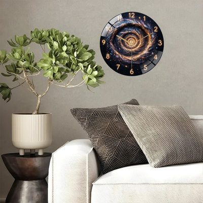 GalaxySpiralClock WallClock HomeDecor ArtDecor Art - 12'' Modern Glass Wall Clock