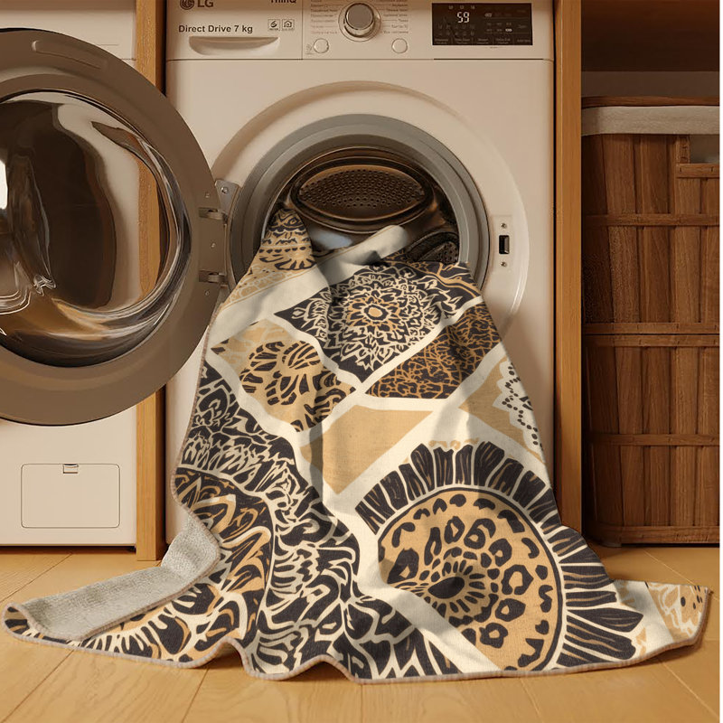 Tapis lavable à la machine à motif de blocs d'inspiration mondiale Arverne, 8 x 12