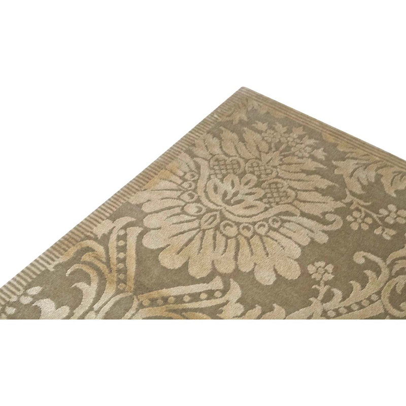 Tapis damassé noué à la main en doré / beige