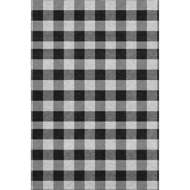 Premium Machine Washable Prisco Black Rug, Rectangle 3' x 5'