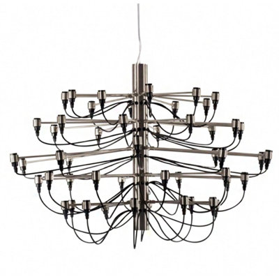 30-Light 5-Tier Black Rope Chandelier With Chrome Hardware