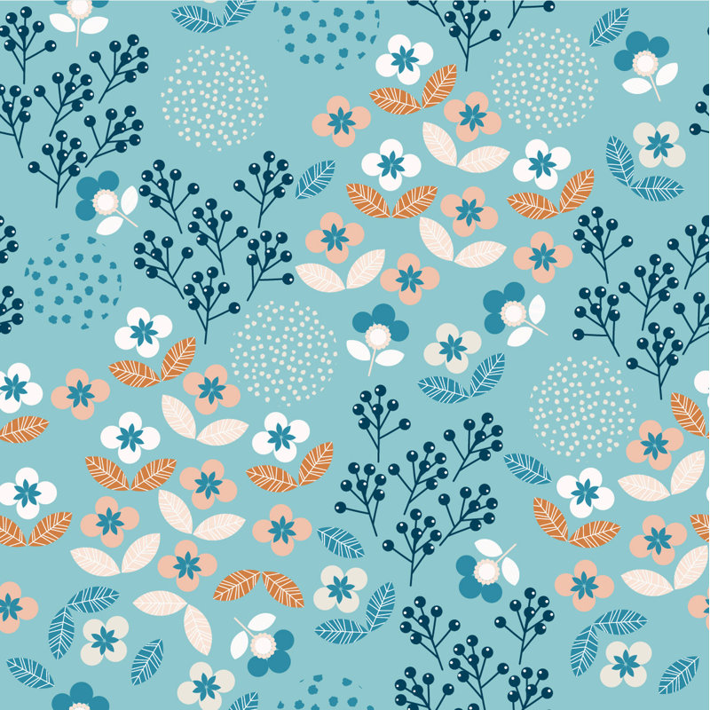Floral Tile, 2.08' W x 18.75' L