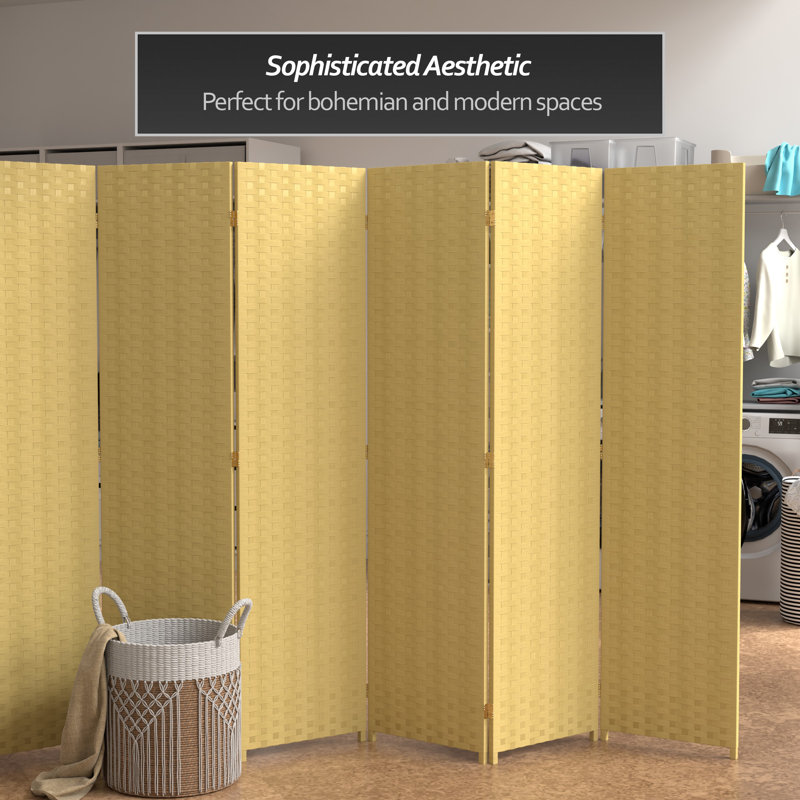 70.75" x 140" 8 Panel Room Divider, Dark Beige, 70.75" H x 140" W x 0.75" D, 8