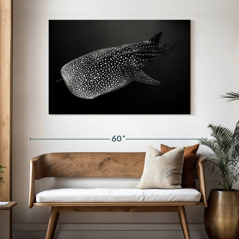 Monochrome Spotted Whale Shark, 32" H x 48" W