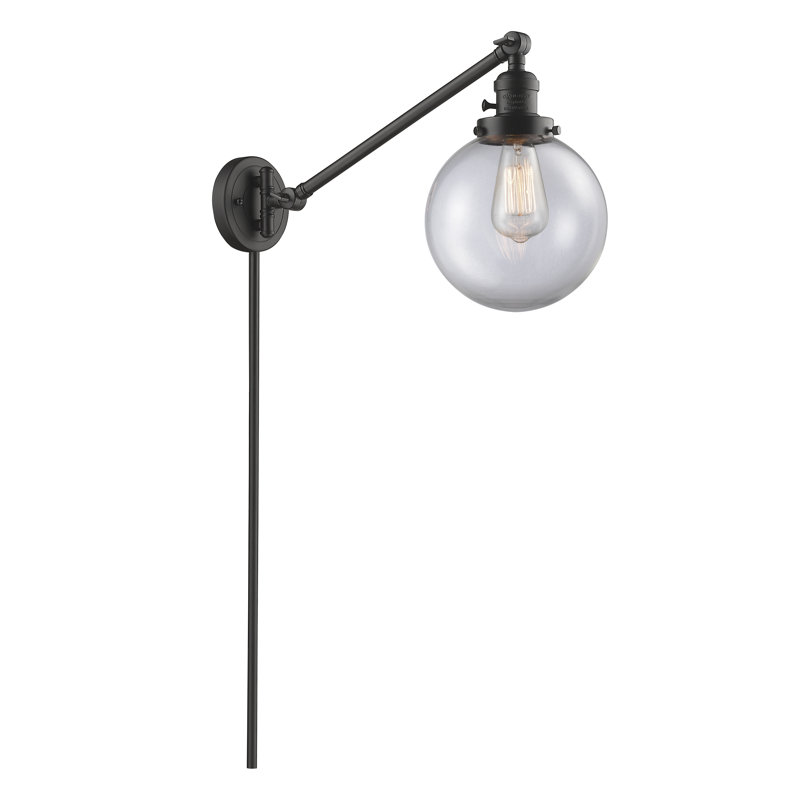 Lampe murale avec bras pivotant 1 lumière Zarmayr, Boîtier blanc mat, Chrome poli, Incandescent