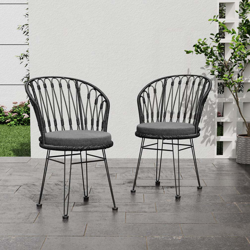 Chaise d'extérieur Papasan, Gris, Noir